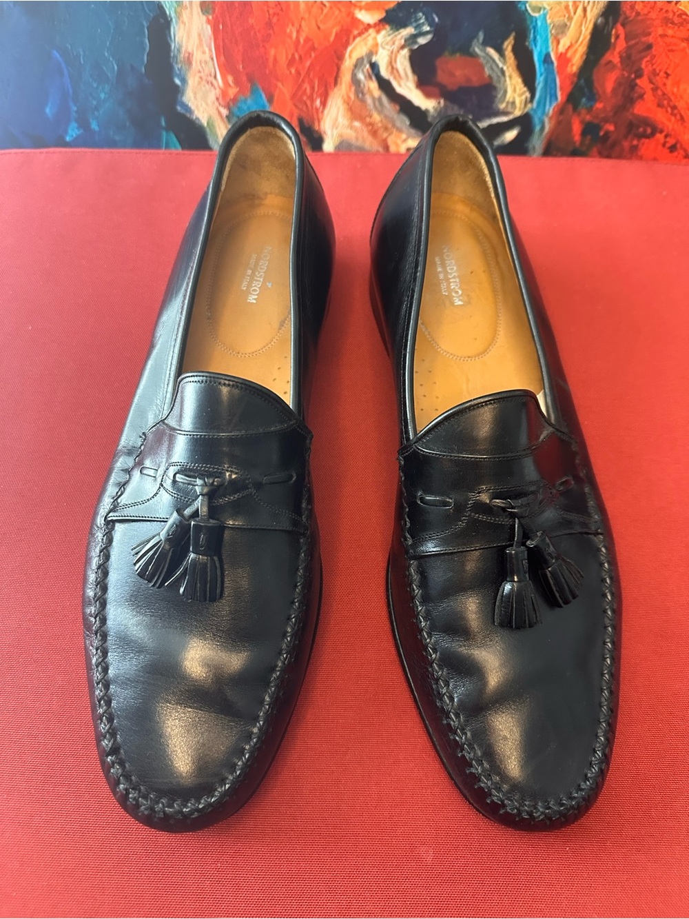 #32 Nordstrom Black Leather Tassel Loafers